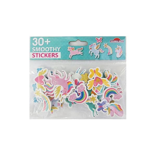 30 Stickers - EVA Foam - Enhörningar - Glitter