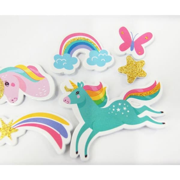 30 Stickers - EVA Foam - Enhörningar - Glitter