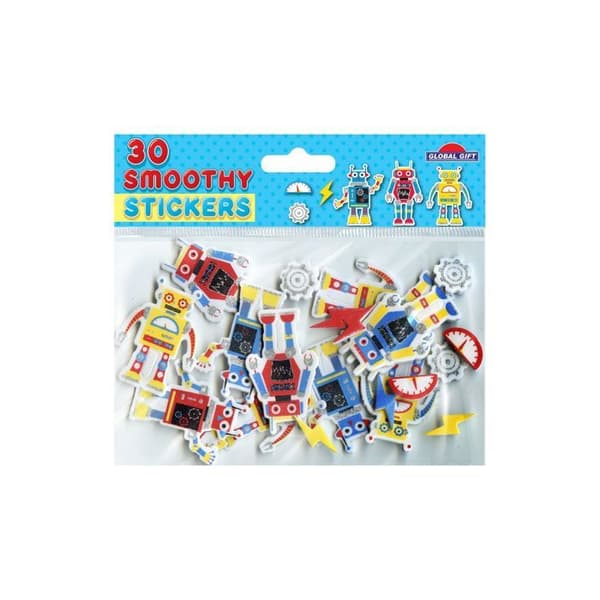 30 Stickers - EVA Foam - Robotar - Glitter