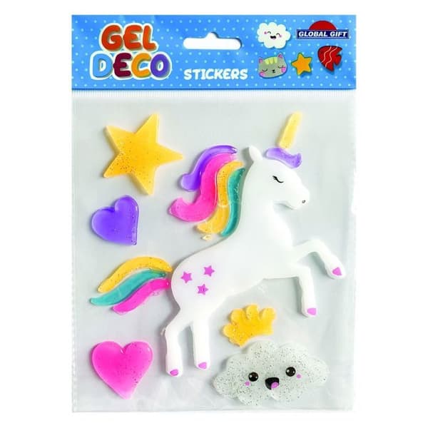 Gel Fönsterdekoration - Enhörning - Glitter