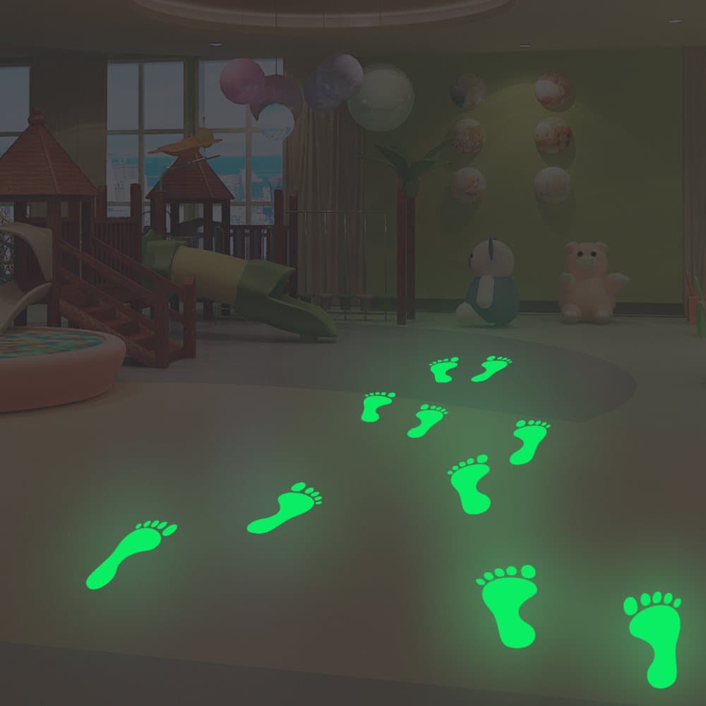 Glow in The Dark Footprints Stickers 2-ark Grön
