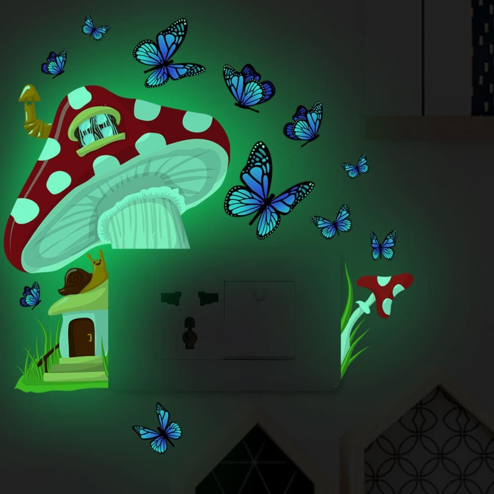 Glow in the Dark Mushroom Butterfly Stickers