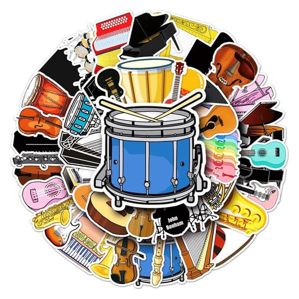 Klistremerker - musikkinstrumenter - 50 stk