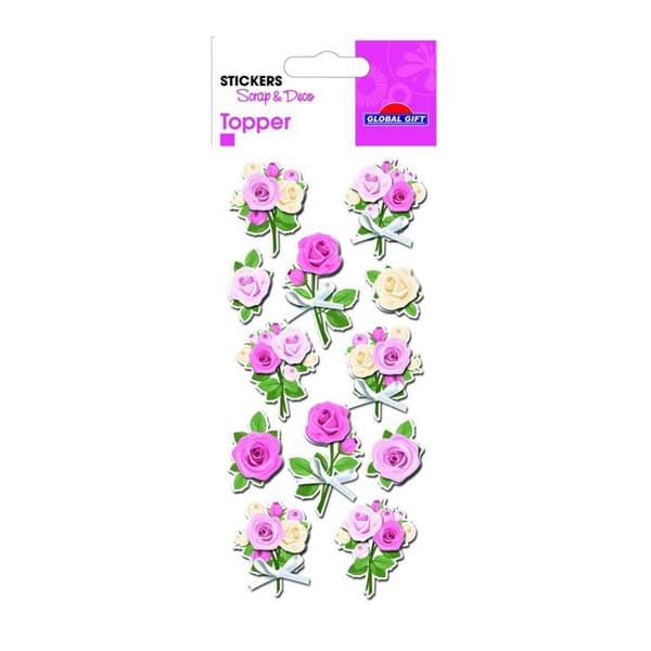 12 3D-klistermärken - Rosor och rosetter