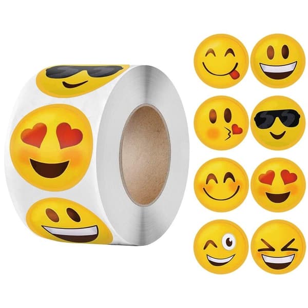Klistermærker - smileys - 500 stk - rulle