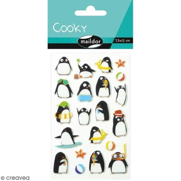 Cookie Fancy Stickers - Pingviner - 1 ark 7,5 x 12 cm