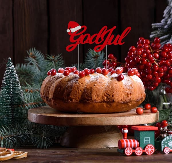 Dekoration Tårta/Kaka God Jul Röd