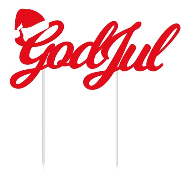 Dekoration Tårta/Kaka God Jul Röd