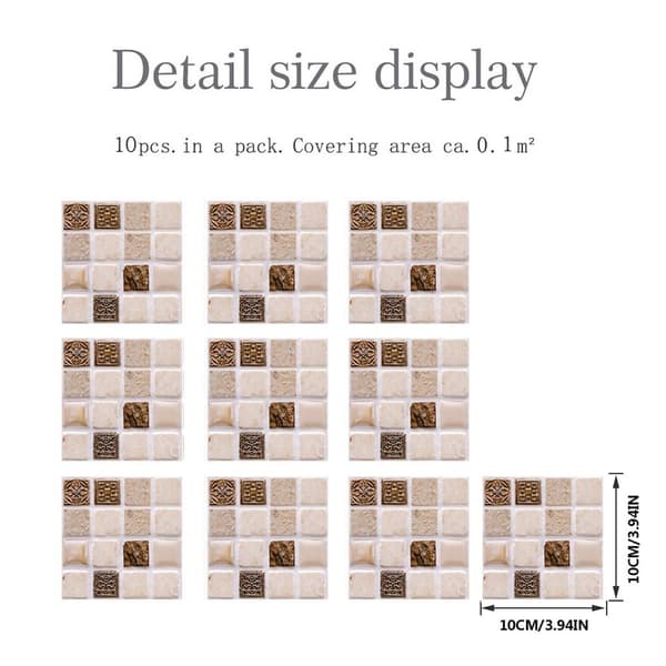 INF Vandtætte gulvvægfliser klistermærker 3D mosaik 30-stykke 10x10 cm Hvid