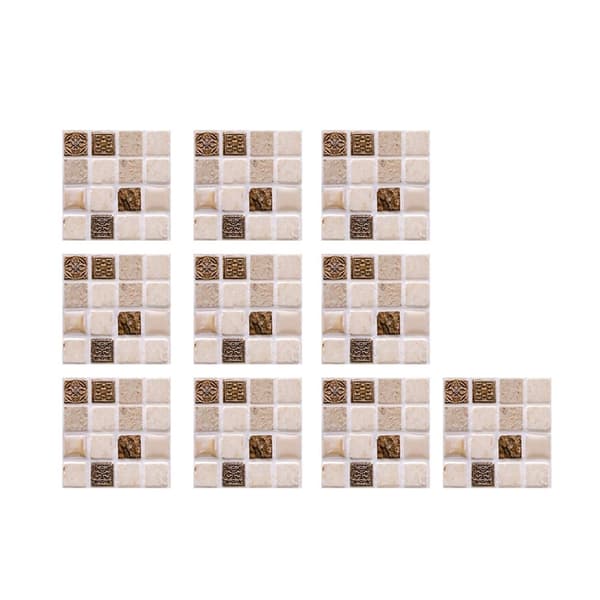 INF Vandtætte gulvvægfliser klistermærker 3D mosaik 30-stykke 10x10 cm Hvid