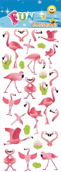Roliga klistermärken - Djur - Rosa flamingo klistermärken