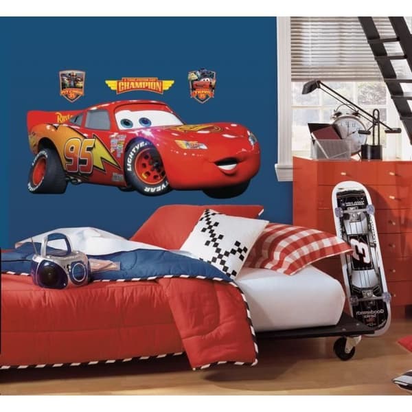 Giant ROOMMATES CARS-dekal - Vinyl - Röd - För barnrum