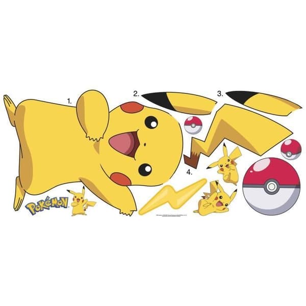 Jättemärke - Nintendo - Pikachu - 45,7 cm x 101,6 cm - Vinyl - Kan flyttas