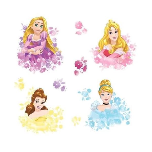 Klistermärken - Disney - Prinsessor - 4 omplacerbara jättar - Sovrumsdekoration - Tjej