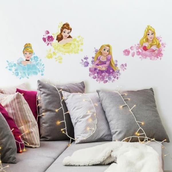 Klistermärken - Disney - Prinsessor - 4 omplacerbara jättar - Sovrumsdekoration - Tjej
