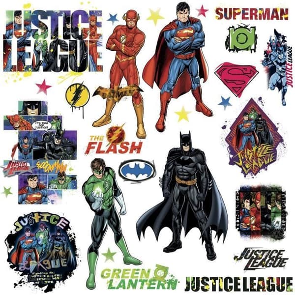 Justice League DC Comics flyttbara klistermärken 25,4 cm x 45,7 cm
