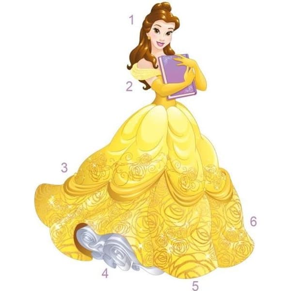 RUMSKAMMAR DISNEY PRINCESS BELLE flyttbara klistermärken 140x73cm