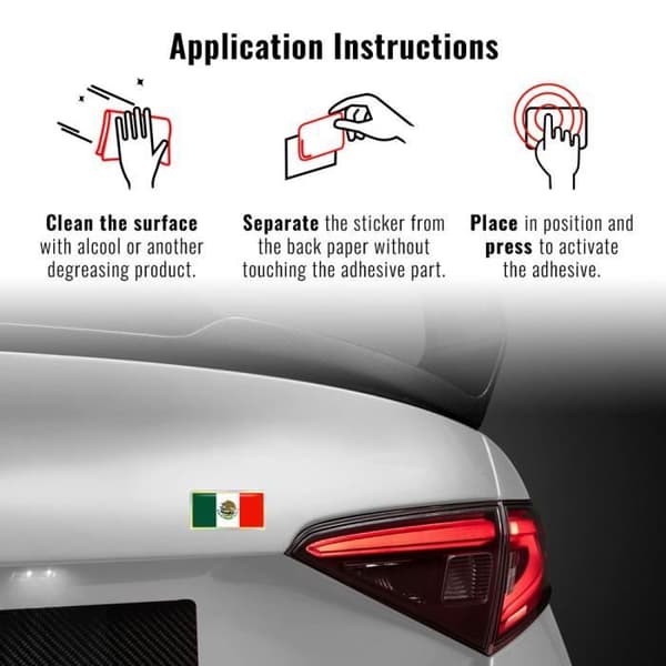 3D Mexico Flag Sticker, 88 x 40 mm