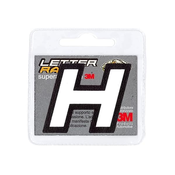 Klistret bokstav H - Letter-Race - Vit - 45 mm - Ekologiskt läder - Superklibbig 3M