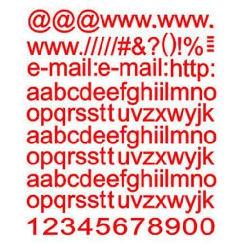 Sats med självhäftande bokstäver och siffror - Web - Röd - 161 delar - 20x24 cm - Tålig över tid