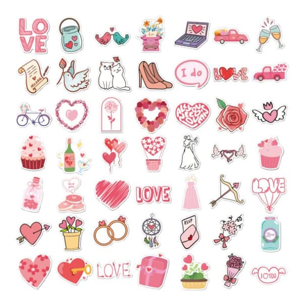 Love Heart Stickers 50-pack MultiColor  N14