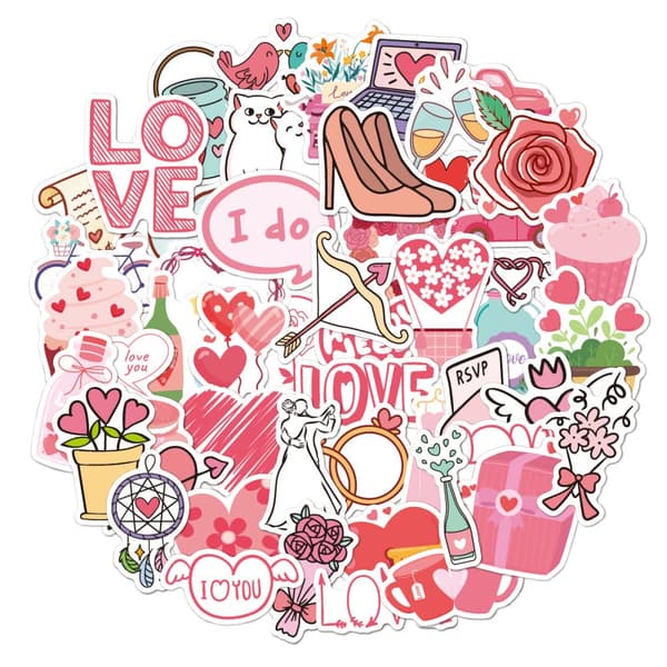 Love Heart Stickers 50-pack MultiColor  N14