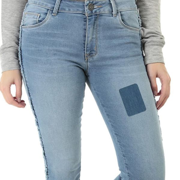 Fyrkantiga stryka-på laglappar för jeans 5-pack Denim blå 5x7.5 cm