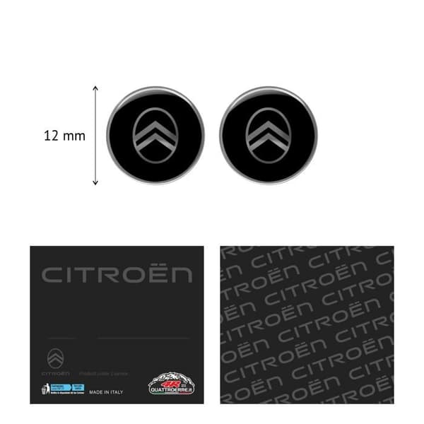 Citroën New 3D Logo dekal, svart, set om 2, 12 mm