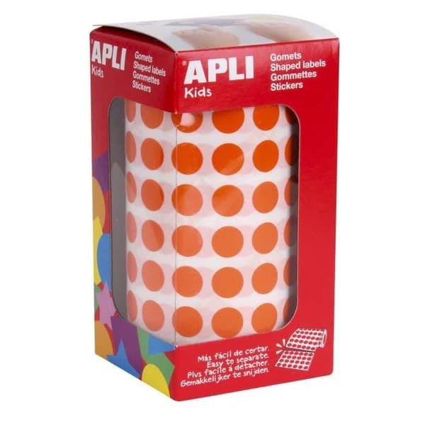 Runda Klistermärken - APLI - 5192 - 10,5 mm - Orange - 59 Avtagbara Ark
