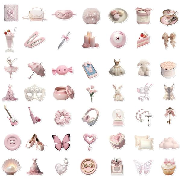 INF 50-osainen monivärinen PVC-tarrasetti tee-se-itse-koristeluun Gentle ballet girl