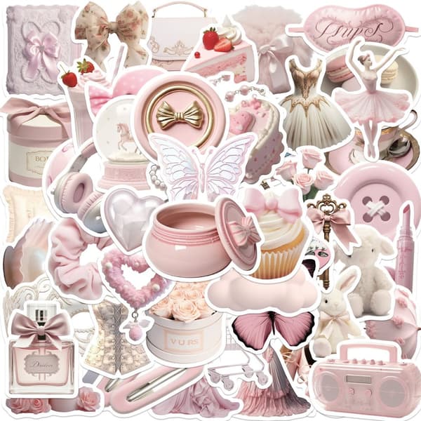 INF 50-osainen monivärinen PVC-tarrasetti tee-se-itse-koristeluun Gentle ballet girl