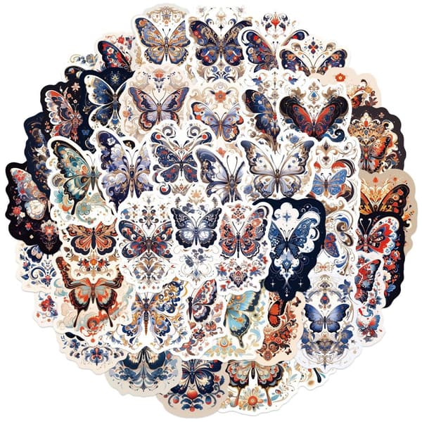 50-delers flerfarget PVC-klistremerkesett for DIY-dekorasjon Butterfly