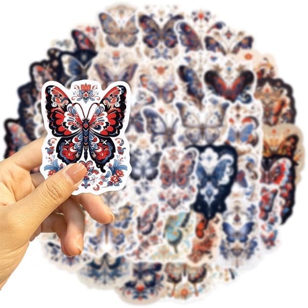 50-delers flerfarget PVC-klistremerkesett for DIY-dekorasjon Butterfly