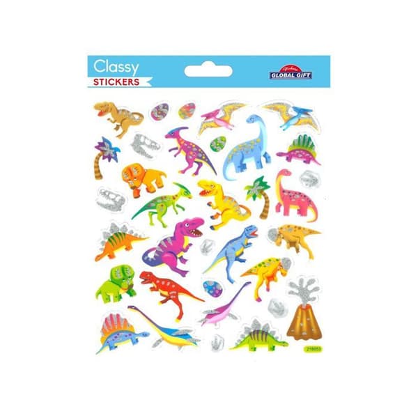 Klistermärken - Dinosaurier - Silver Glitter