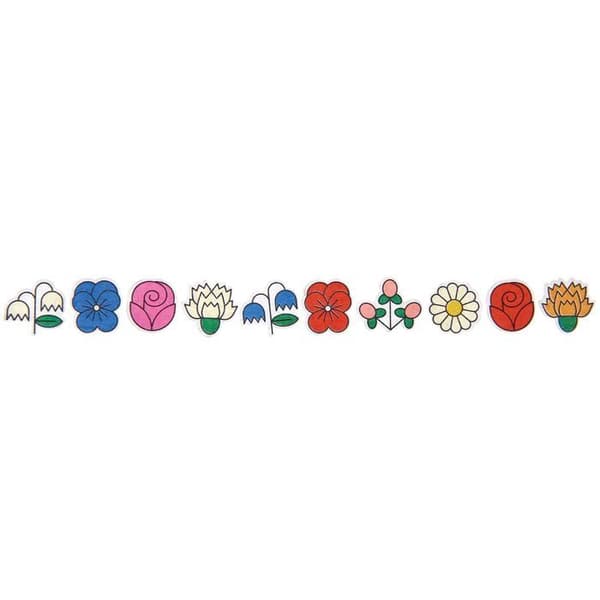 200 Washi-klistermärken - Tecknade effektblommor - ögongodis