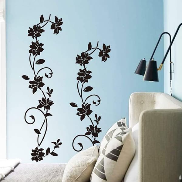 2 set Väggdekaler 105*30cm Blomma Vine Svart Deisgn PVC Väggdekal för Barn Sovrum Vardagsrum Kontor Resto Decora