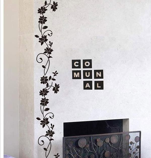 2 set Väggdekaler 105*30cm Blomma Vine Svart Deisgn PVC Väggdekal för Barn Sovrum Vardagsrum Kontor Resto Decora