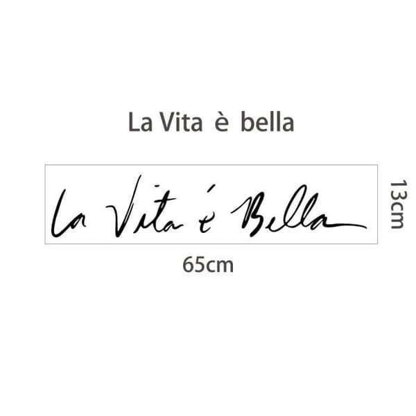 Väggklistermärken Citat "La Vita è bella" Väggklistermärken Text Sovrum Vardagsrum Kontor Väggdekoration