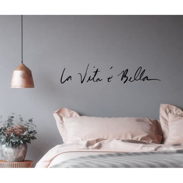 Väggklistermärken Citat "La Vita è bella" Väggklistermärken Text Sovrum Vardagsrum Kontor Väggdekoration