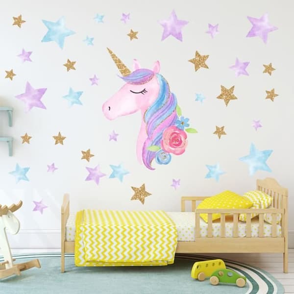 Unicorn barnrum klistermärken självhäftande väggdekaler prinsess rum dekoration graffiti klistermärken