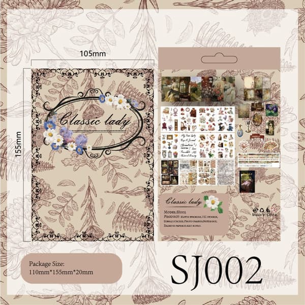 INF Klassisk dame-klistermærkesæt - SJ002 (149 stykker)
