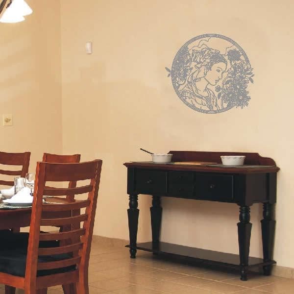 självhäftande wallstickers d26 vackra Tjejer 40x35 cm - silver
