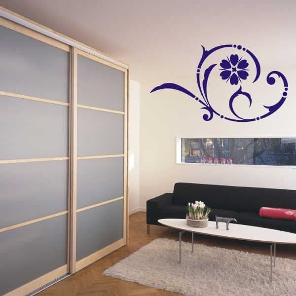Väggklistermärken - Klistermärke - e44 Blommor Risfält 120x67 cm - blå