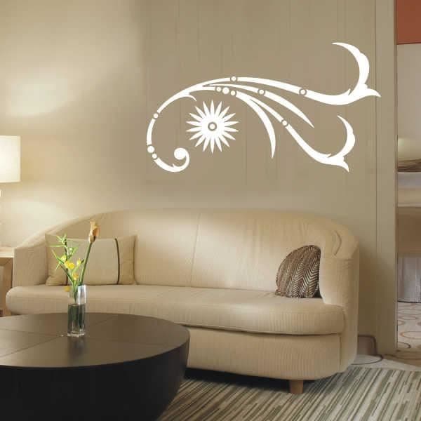Väggklistermärken - Sticker - e42 Blommor långa 120x66 cm - vit