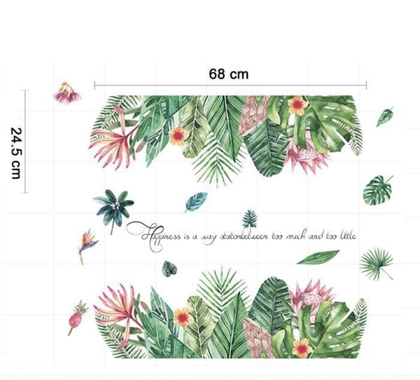 Tropiska löv Väggdekor Väggdekor Tropiska gröna växter Blommor Fåglar Väggdekoration Sovrum Vardagsrum Kontor
