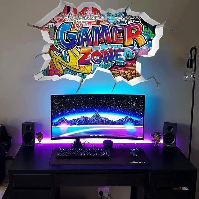 3D Gamer-väggklistermärken, Väggdekal för pojkar i sovrummet, Gamer-väggaffischdekoration, DIY Gamer-dekor