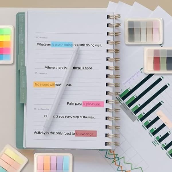 INF Fluorescerande Sticky Notes Classified Index Notes med fodral 0
