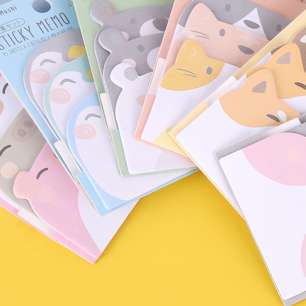 INF Cute animal sticky notes sæt til skole- og kontorartikler 0