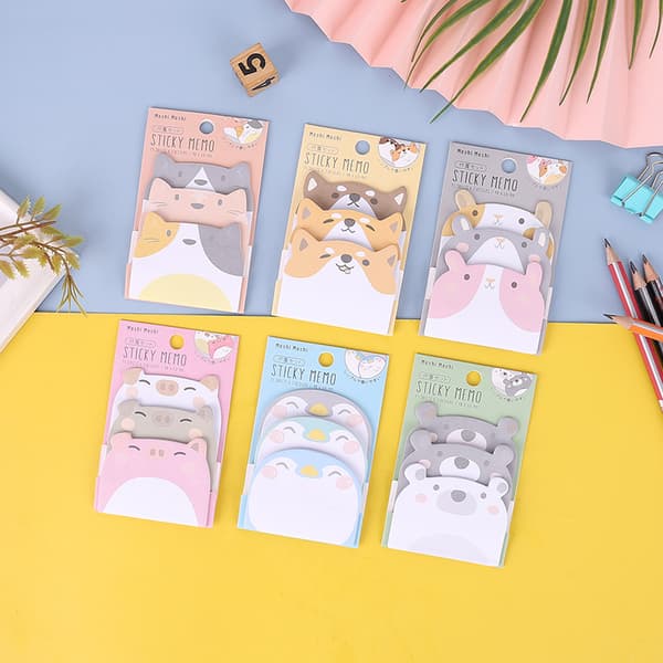 INF Cute animal sticky notes sæt til skole- og kontorartikler 0