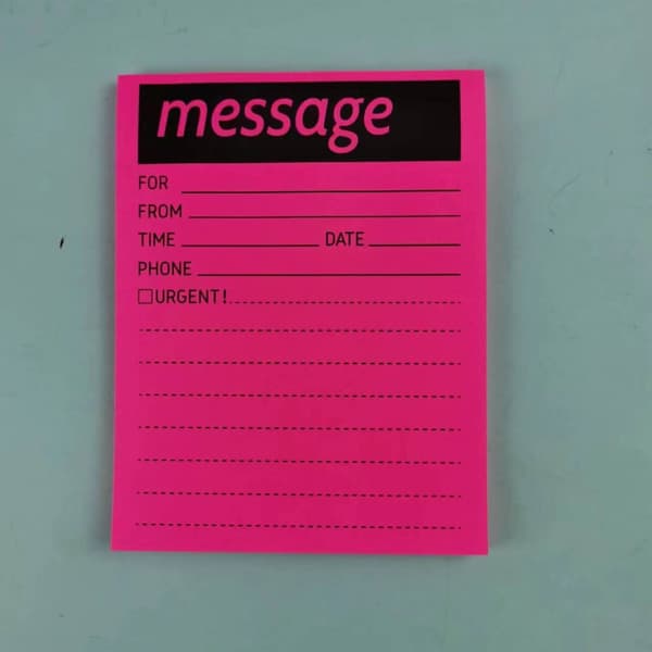 INF Fargerik fluorescerende notatblokk for telefonmeldinger 0